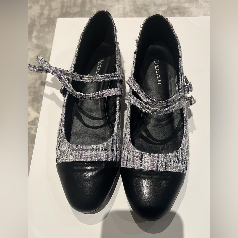 C.Paravano Brand new Chic Black and Purple Flats Women's Shoes